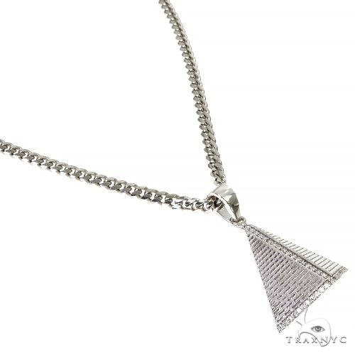 925 silver pyramid pendant with diamond accents on a Miami Cuban chain