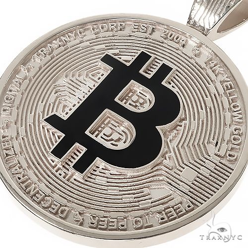 .925 Silver TraxNYC Spinning Bitcoin Pendant With Franco Chain Set, photo 4 of 8