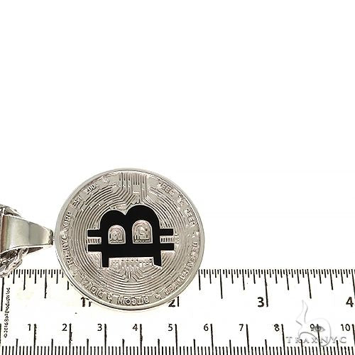 .925 Silver TraxNYC Spinning Bitcoin Pendant With Franco Chain Set, photo 8 of 8