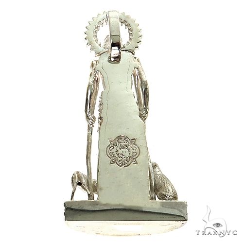 Medium .925 Silver St. Lazarus Black Diamond Pendant, photo 5 of 7