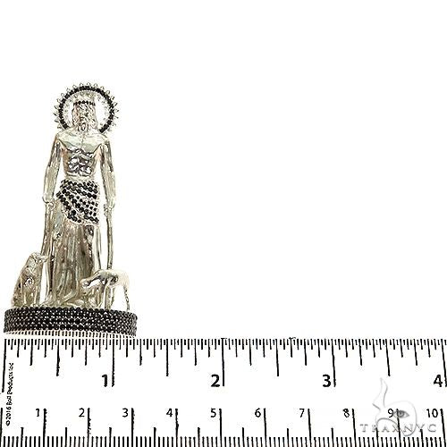 Medium .925 Silver St. Lazarus Black Diamond Pendant, photo 6 of 7