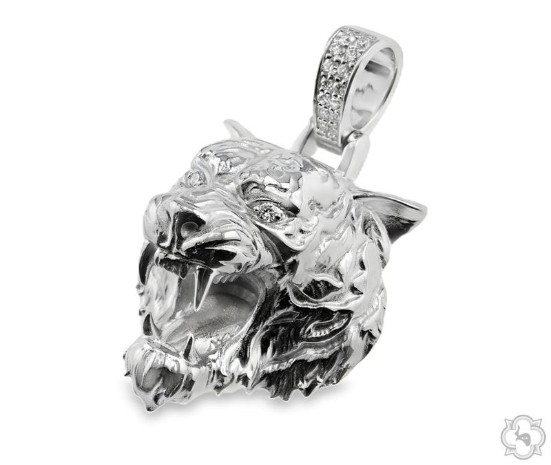 .925 Silver Tiger Head Pendant Large, photo 3 of 7