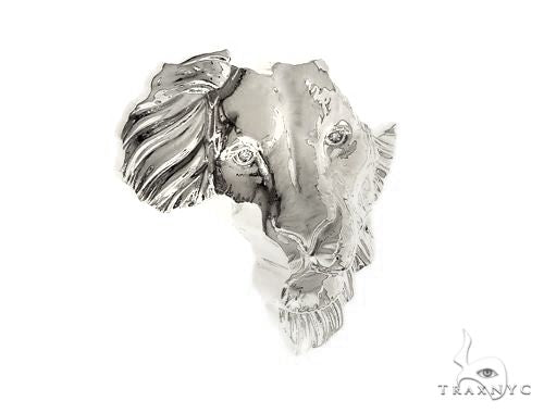 .925 Silver Small African Lion Face Pendant, photo 2 of 6