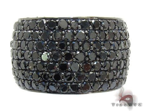 Sterling silver men's band with pave-set black diamonds in an infinity pattern, size 6.5
