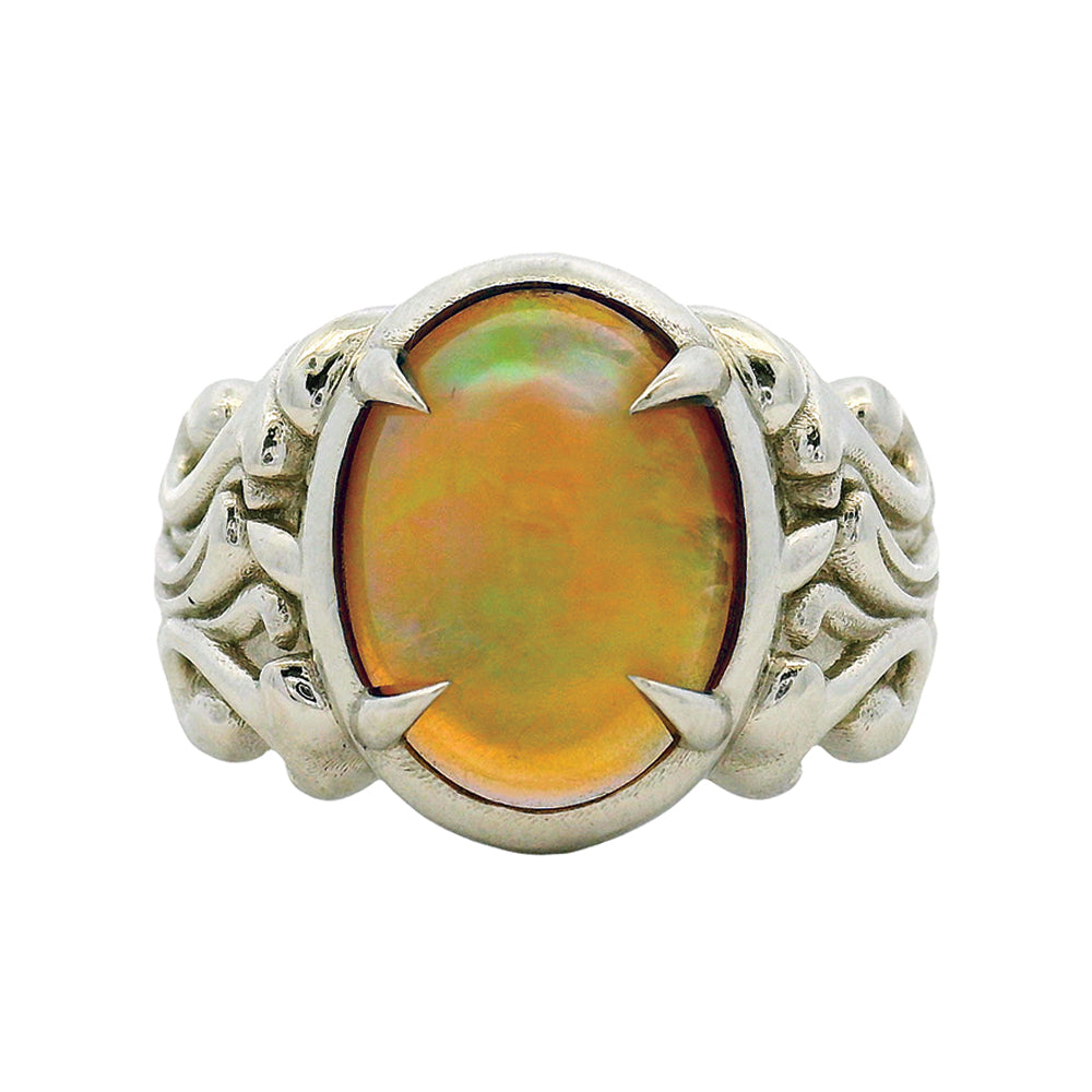 Platinum Opal Ring | Luxury Natural Opal Ring – TraxNYC NYC