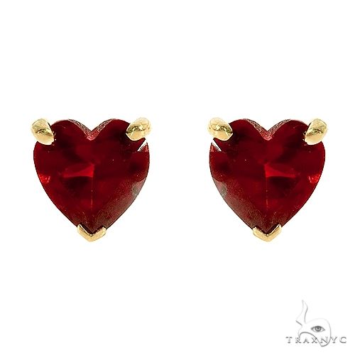 14K gold heart shape garnet earrings, January's birthstone