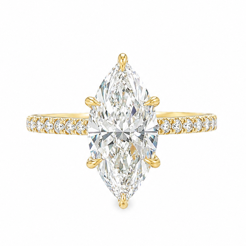 14K Gold Marquise Cathedral Pavé Lab-Grown Diamond Engagement Ring 69649