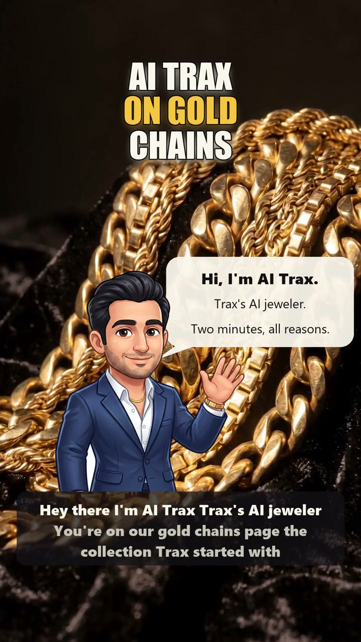 AI Trax, the store's AI guide: the title card of the film on buying a gold chain