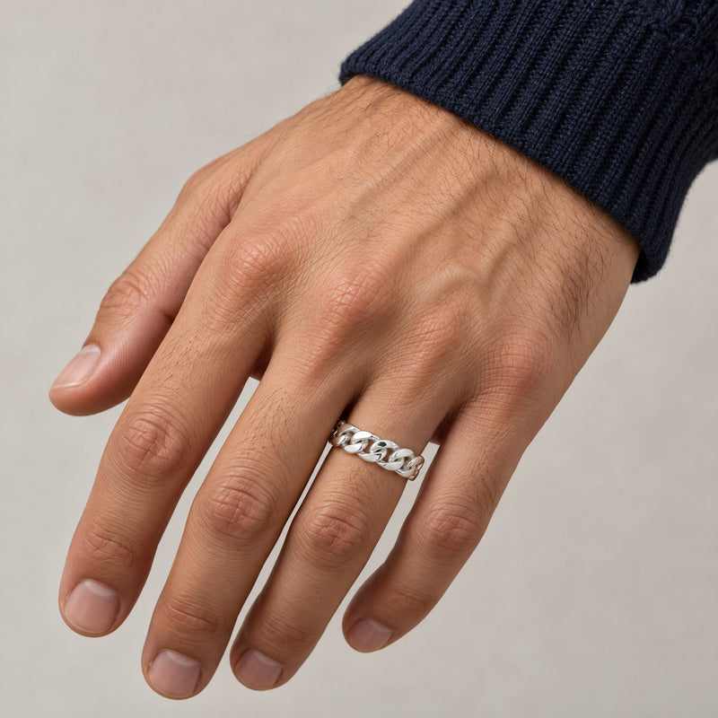 .925 Silver 5mm Miami Cuban Link Ring, view 6