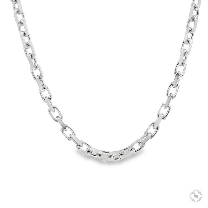 3.3mm polished .925 silver anchor chain necklace for men with sturdy links.