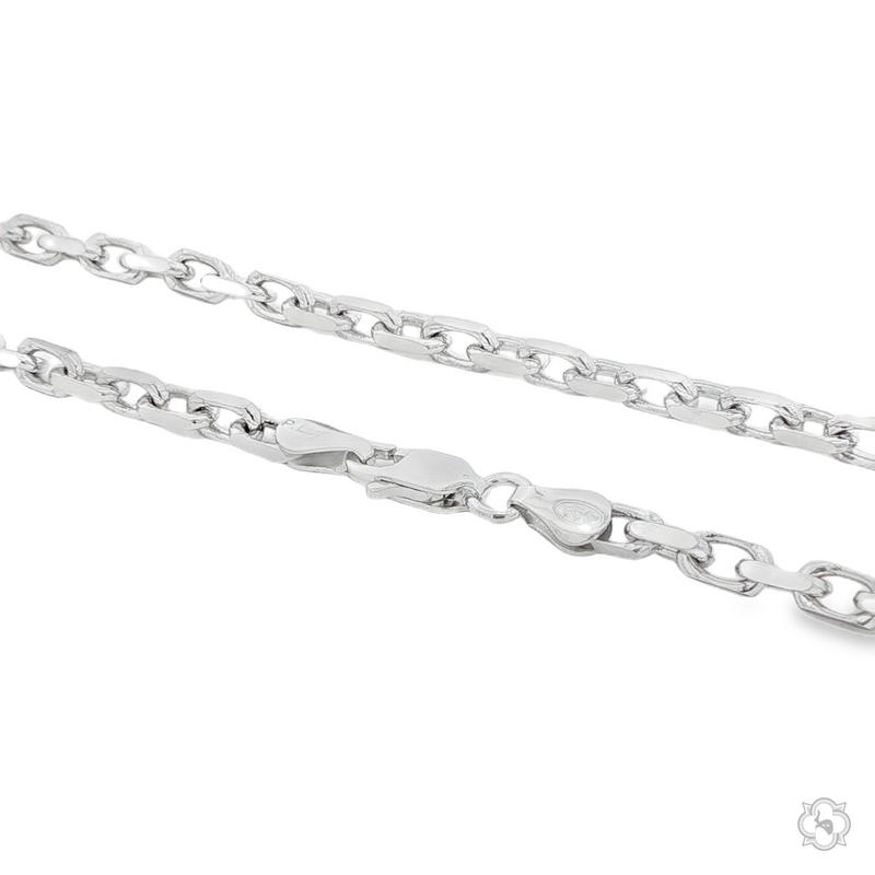 Sterling .925 silver men's anchor chain necklace with 3.3mm links and lobster clasp.