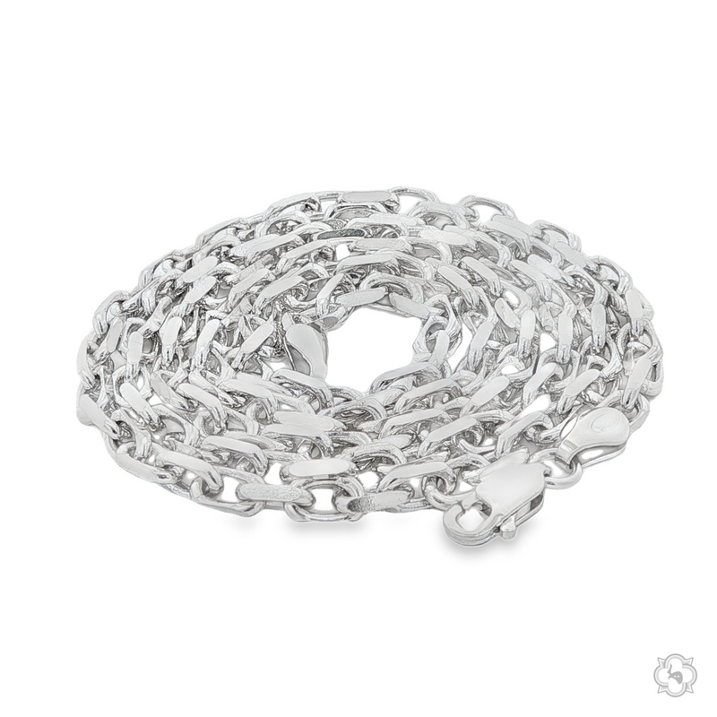 Sterling silver 3.3mm anchor chain with secure lobster clasp, polished finish.