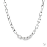 Sterling silver 3.8mm anchor chain necklace with elongated links and a secure clasp.