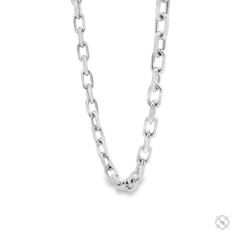 925 silver anchor chain necklace with 3.8mm assorted links, polished finish.