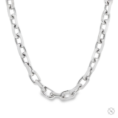 Sterling silver 5.2mm anchor chain necklace with polished finish and secure clasp.