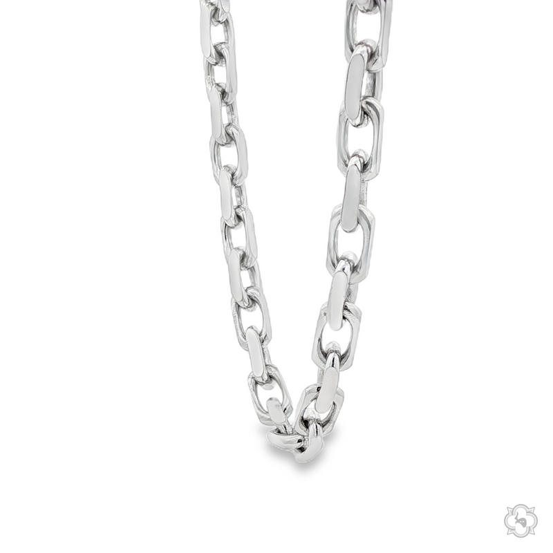 Sterling silver 5.2mm anchor chain necklace with polished oval links.