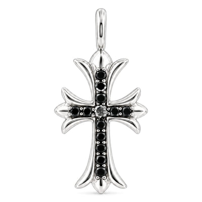 .925 Silver Black Diamond Cross Crucifix