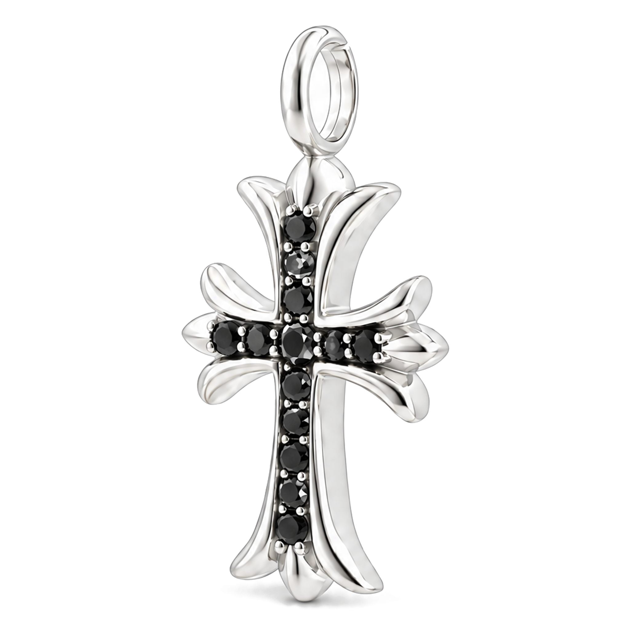 Silver Black Diamond Cross Crucifix | TraxNYC