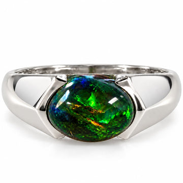 .925 Silver Black Opal Ring