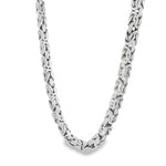 Sterling silver 4.3mm Byzantine link chain necklace, 20-inch length, polished finish.