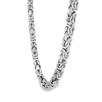 925 silver Byzantine link chain with intricate 5.5mm woven design, polished finish.