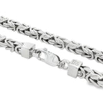 Sterling silver 5.5mm Byzantine link chain with lobster clasp, 20-24 inch options.