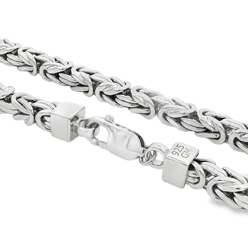 Sterling silver 5.5mm Byzantine link chain with lobster clasp, 20-24 inch options.