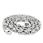 .925 silver Byzantine link chain with 5.5mm thick intricate woven links.