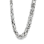 .925 silver Byzantine link chain with intricate 6.2mm woven design, sleek and polished.
