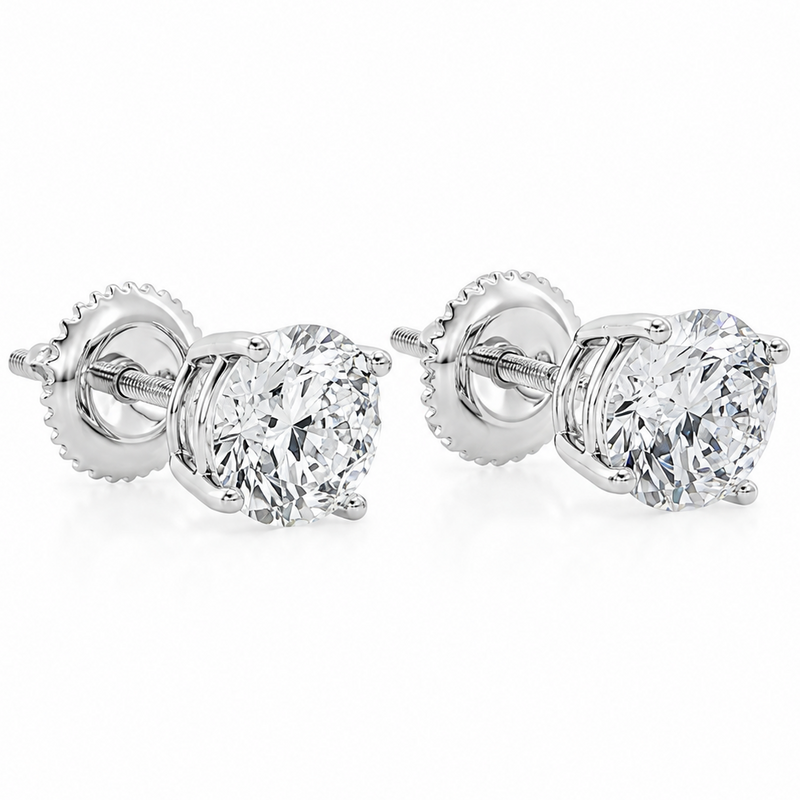 .925 Silver Diamond Earrings 1.50 Ct 71506