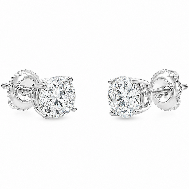 .925 Silver Diamond Earrings 1.50 Ct 71506
