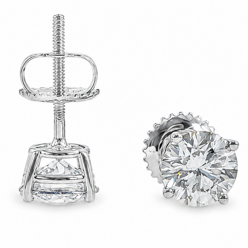 .925 Silver Diamond Earrings 1.50 Ct 71506