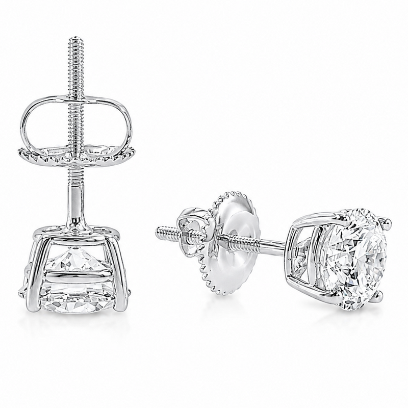 .925 Silver Diamond Earrings 1.50 Ct 71506