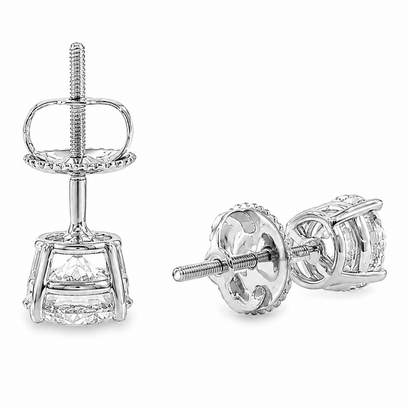 .925 Silver Diamond Earrings 1.50 Ct 71506