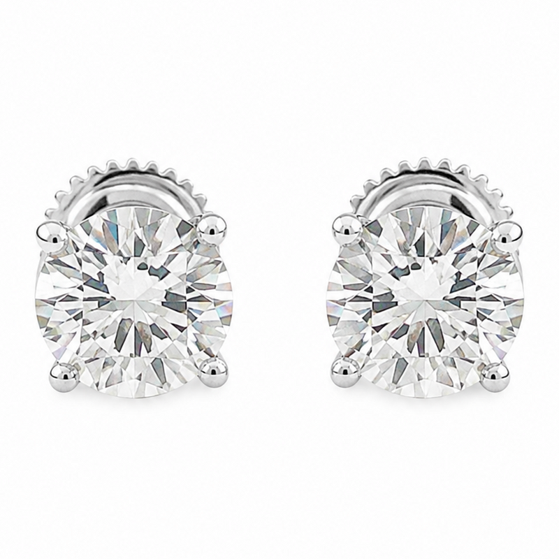.925 Silver Diamond Earrings 1.50 Ct 71506