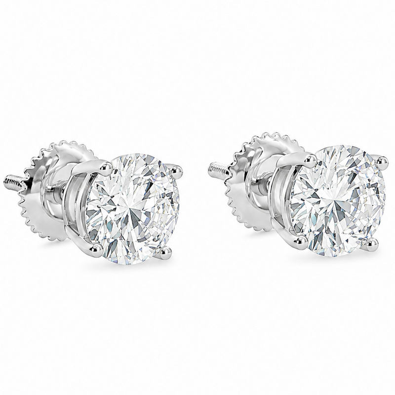 .925 Silver Diamond Earrings 2 Ct 71507