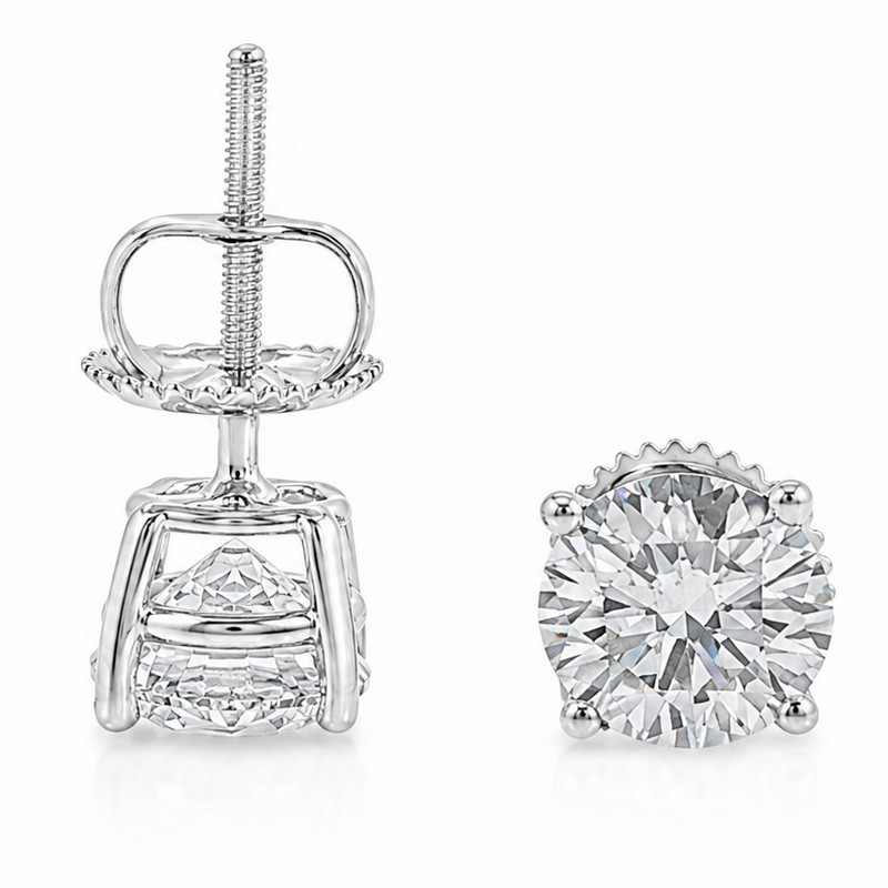 .925 Silver Diamond Earrings 2 Ct 71507