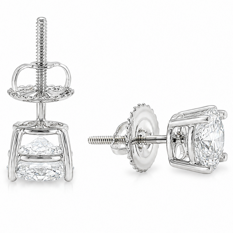 .925 Silver Diamond Earrings 2 Ct 71507