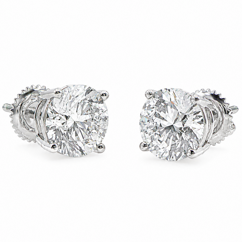 .925 Silver Diamond Earrings 3.0 Ct 71508
