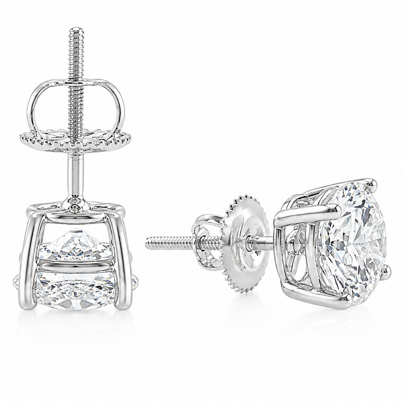 .925 Silver Diamond Earrings 3.0 Ct 71508