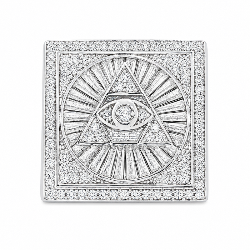 .925 Silver Diamond Pyramid Evil Eye TraxNYC Ring 66461