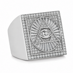 .925 Silver Diamond Pyramid Evil Eye TraxNYC Ring 66461