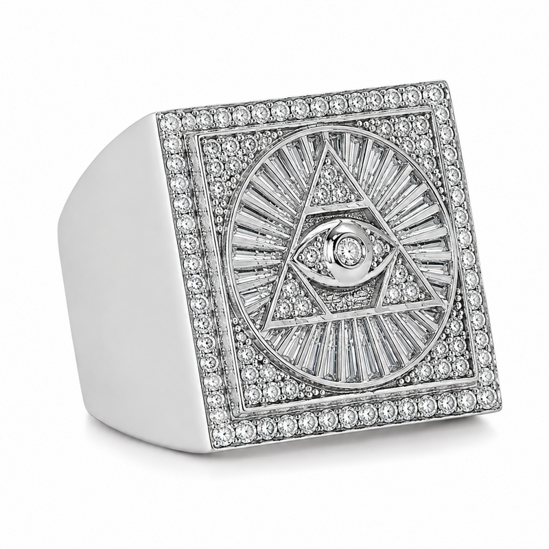 .925 Silver Diamond Pyramid Evil Eye TraxNYC Ring 66461