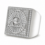 .925 Silver Diamond Pyramid Evil Eye TraxNYC Ring 66461