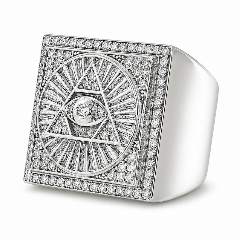 .925 Silver Diamond Pyramid Evil Eye TraxNYC Ring 66461