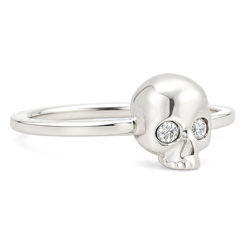 .925 Silver Diamond Skull Ring, view 2