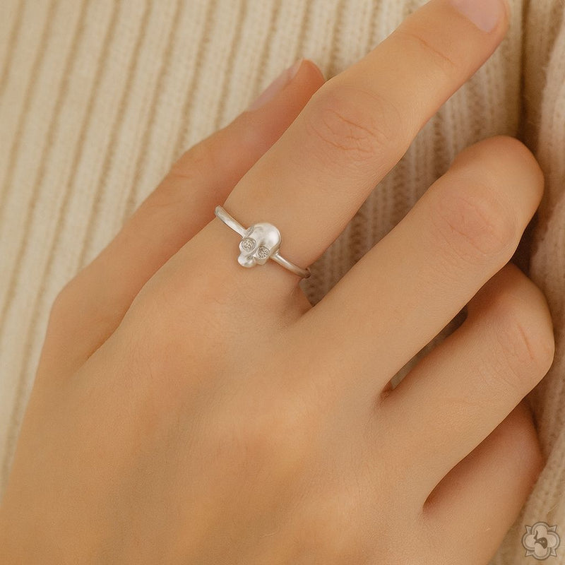 .925 Silver Diamond Skull Ring, view 5