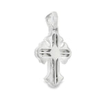925 silver men's cross pendant with emerald cut diamond accents, polished finish.
