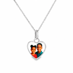 925 silver heart-shaped pendant with photo insert on a delicate silver chain.
