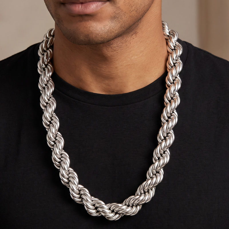 .925 Silver Hollow Rope 25mm Chain 71814